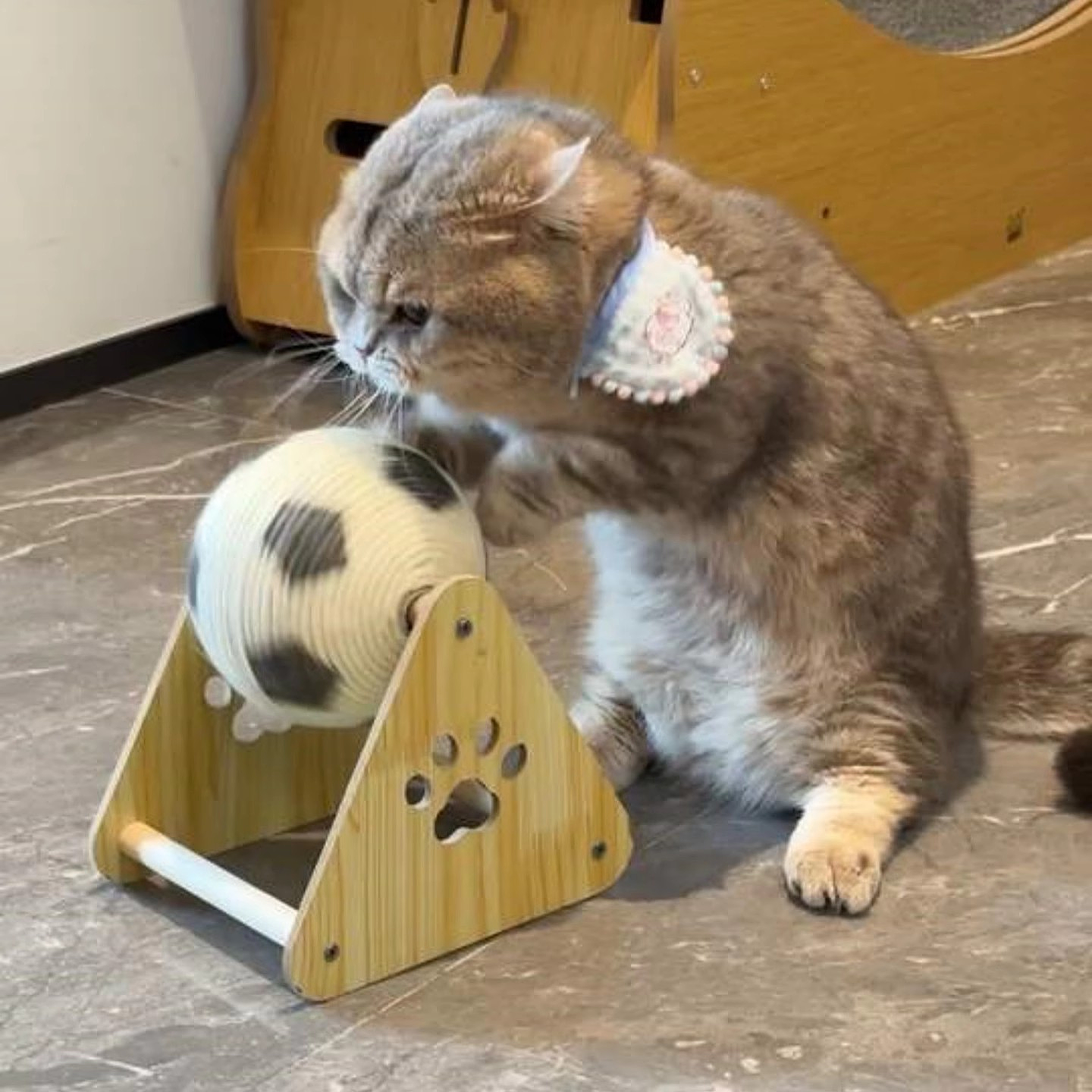 Vertical Sisal Cat Scratcher with Rolling Ball