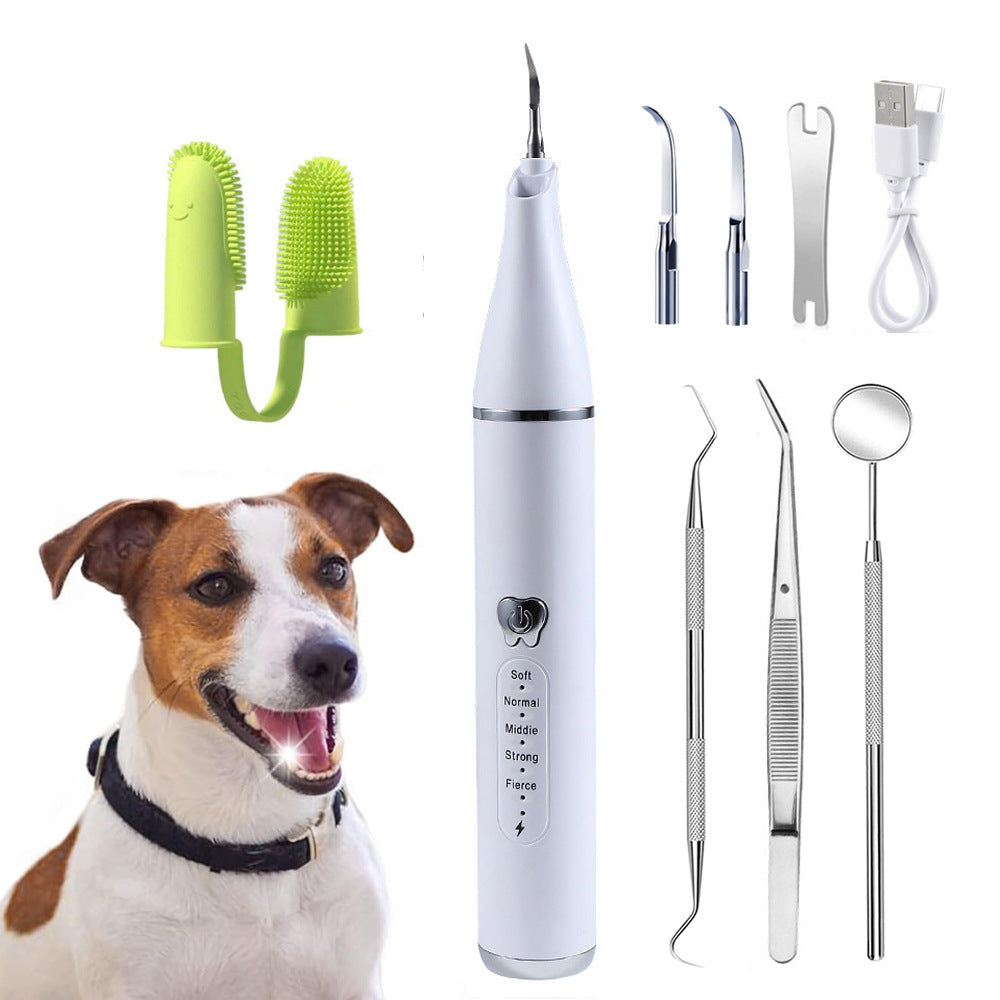 Portable Pet Teeth Cleaner USB Charge LED Light Home Use