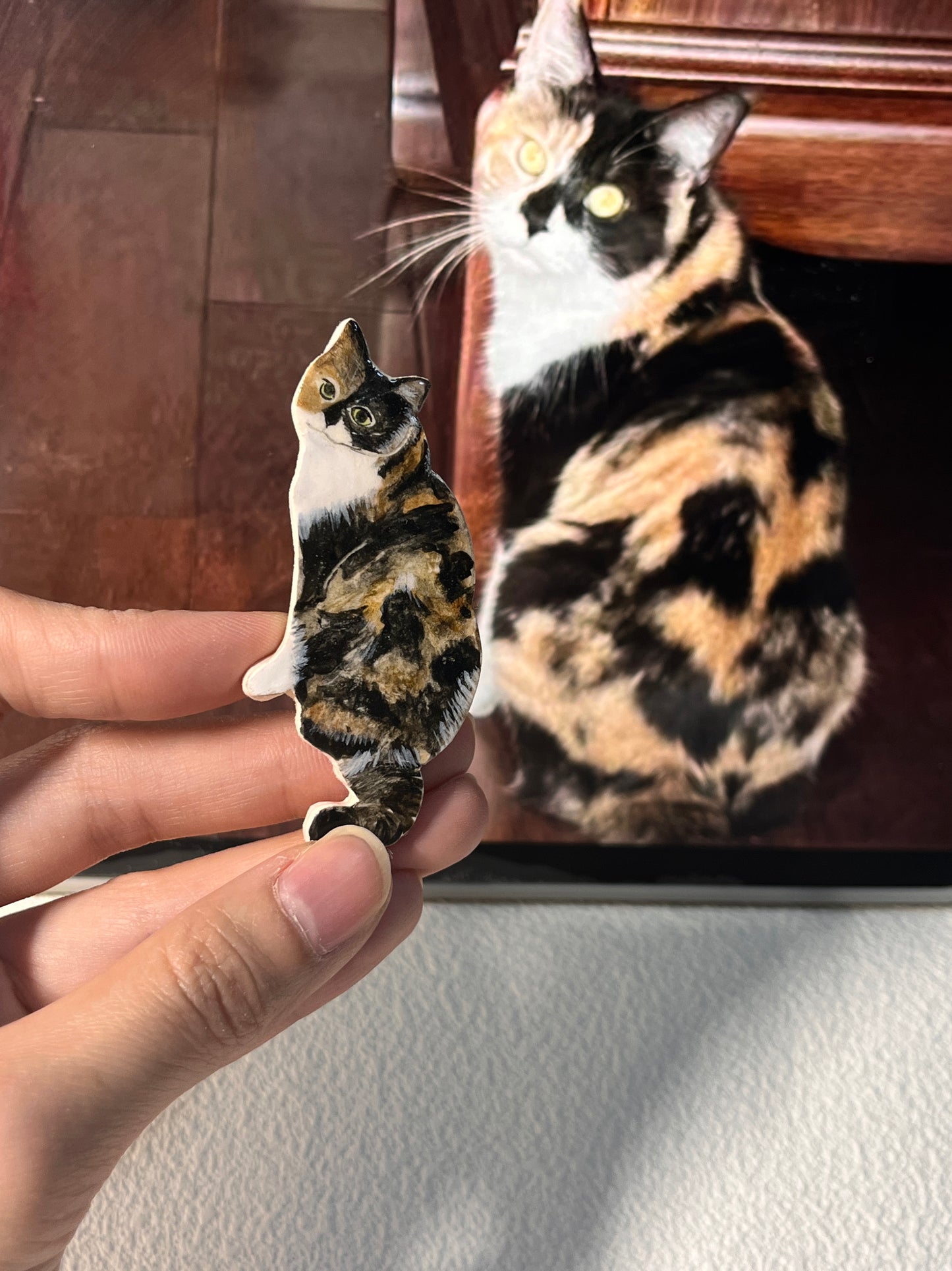 Custom Cat Fridge Magnet - Hand-Sculpted Stone Clay Charm