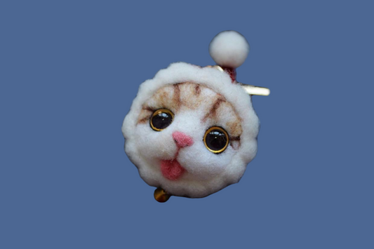 Handmade Wool Cat Charm - Artisan Pet Memorial Keychain