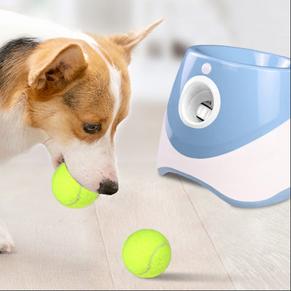 USB-Rechargeable Automatic Ball Launcher for Small Dogs | 10-30ft Adjustable | 15 Mini Tennis Balls Included