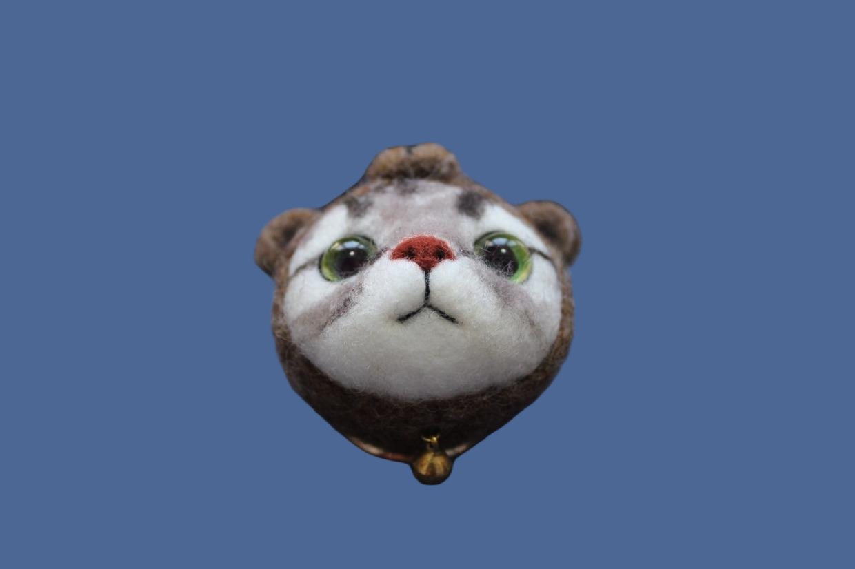 Handmade Wool Cat Charm - Artisan Pet Memorial Keychain