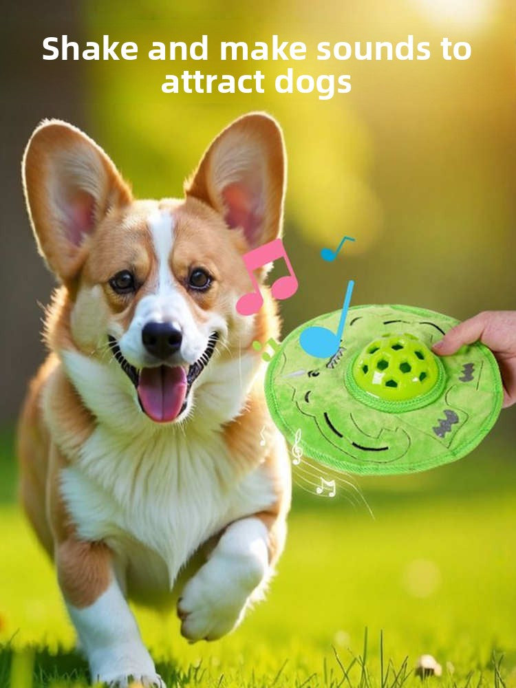 Pet Dog Toy Food Hiding and Dispensing Frisbee Plush Toy