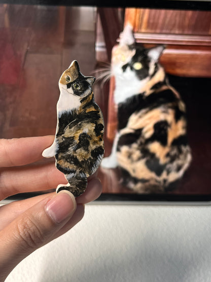 Custom Cat Fridge Magnet - Hand-Sculpted Stone Clay Charm