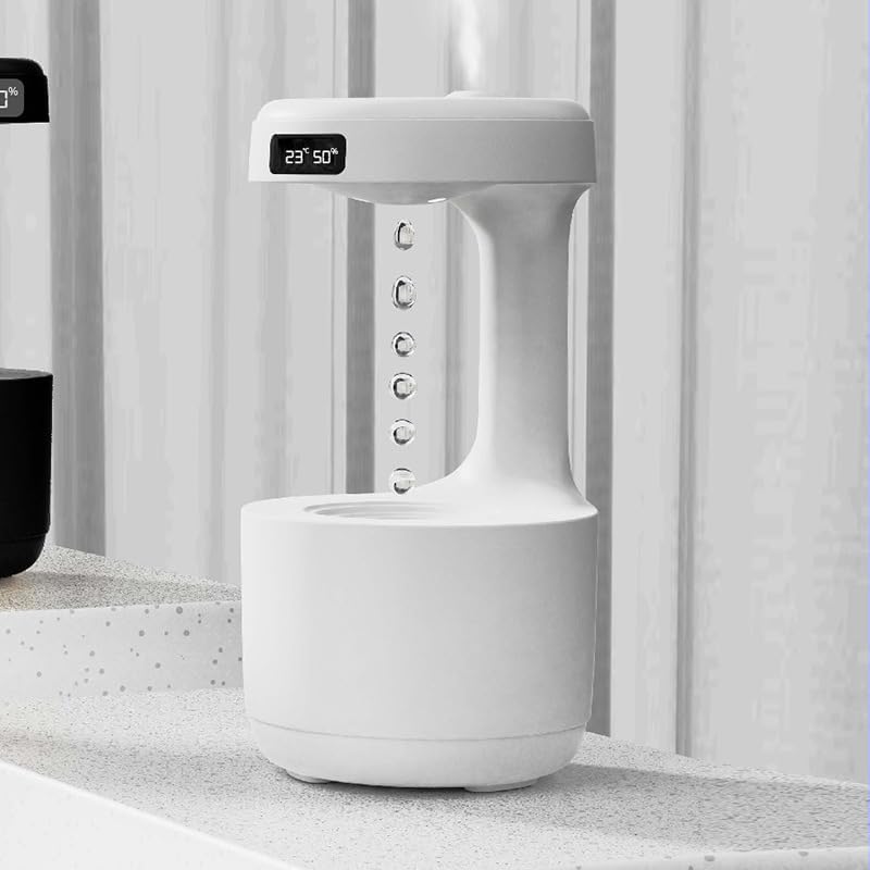Anti-Gravity Effect Humidifier & Diffuser w/ Digital Clock | 8-Hr Runtime, Auto Shutoff, Mood Light