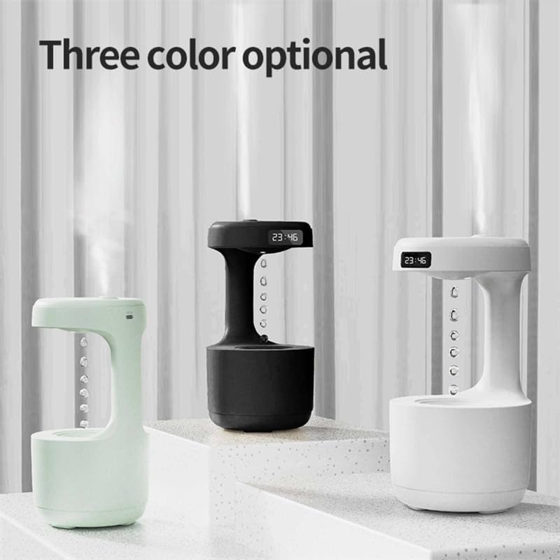 Anti-Gravity Effect Humidifier & Diffuser w/ Digital Clock | 8-Hr Runtime, Auto Shutoff, Mood Light