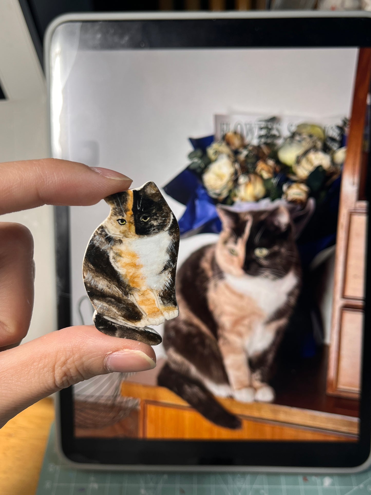 Custom Cat Fridge Magnet - Hand-Sculpted Stone Clay Charm