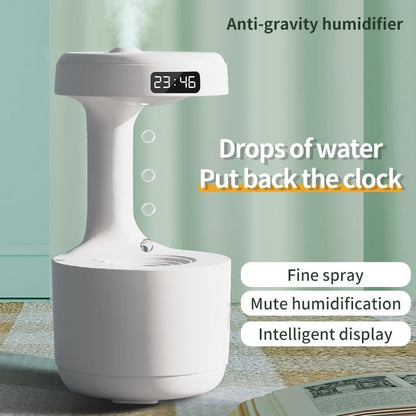 Anti-Gravity Effect Humidifier & Diffuser w/ Digital Clock | 8-Hr Runtime, Auto Shutoff, Mood Light