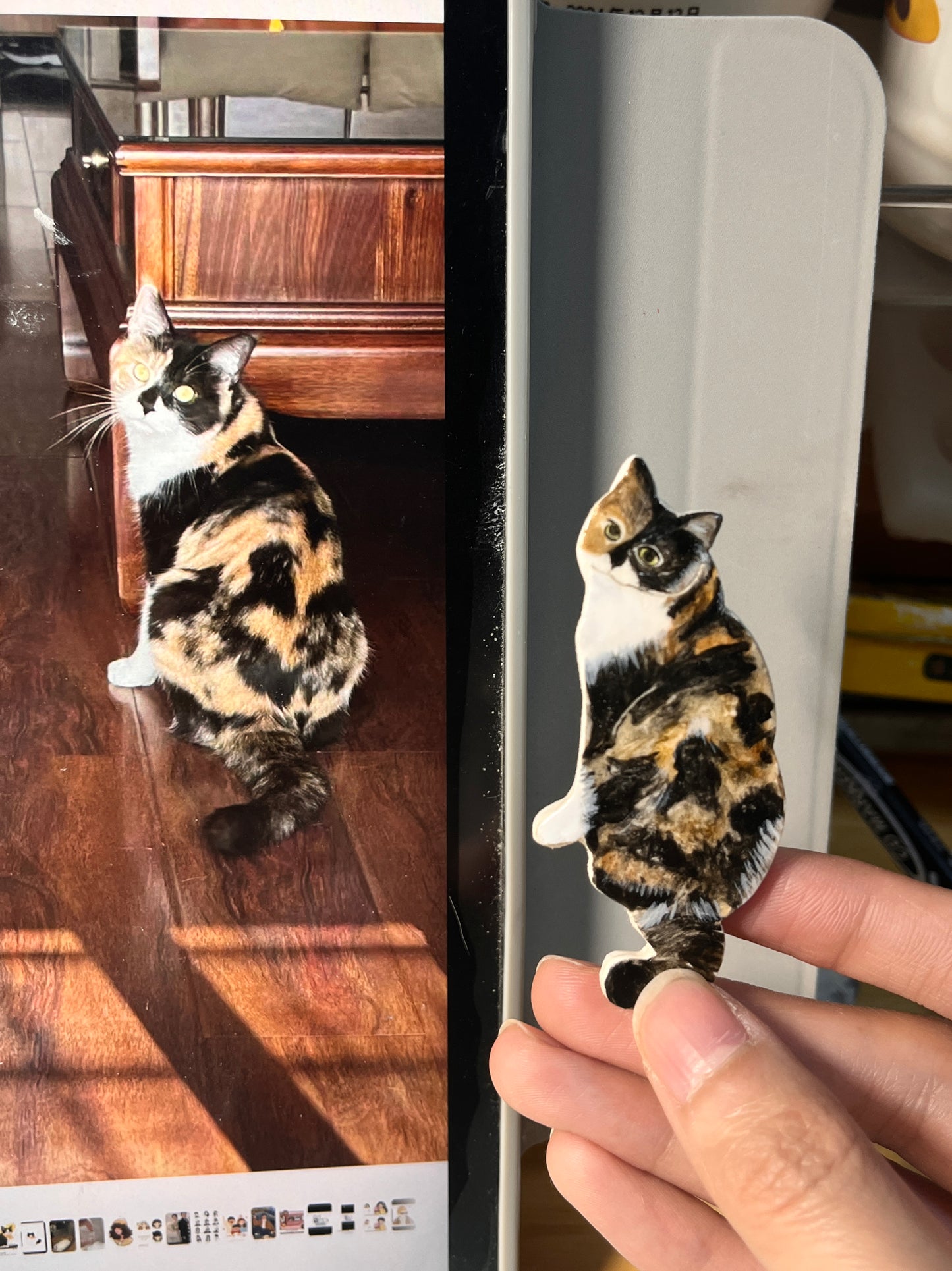 Custom Cat Fridge Magnet - Hand-Sculpted Stone Clay Charm
