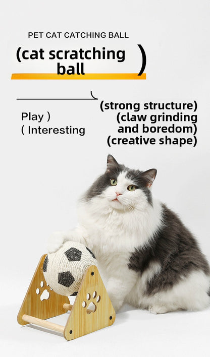 Vertical Sisal Cat Scratcher with Rolling Ball