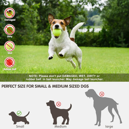 USB-Rechargeable Automatic Ball Launcher for Small Dogs | 10-30ft Adjustable | 15 Mini Tennis Balls Included