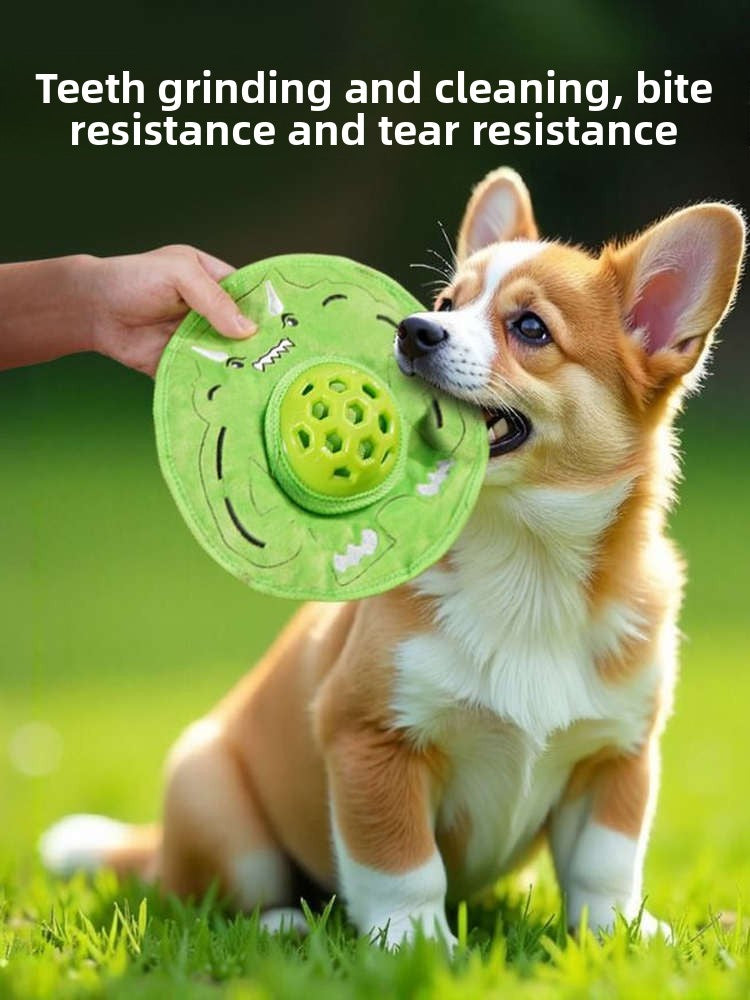 Pet Dog Toy Food Hiding and Dispensing Frisbee Plush Toy
