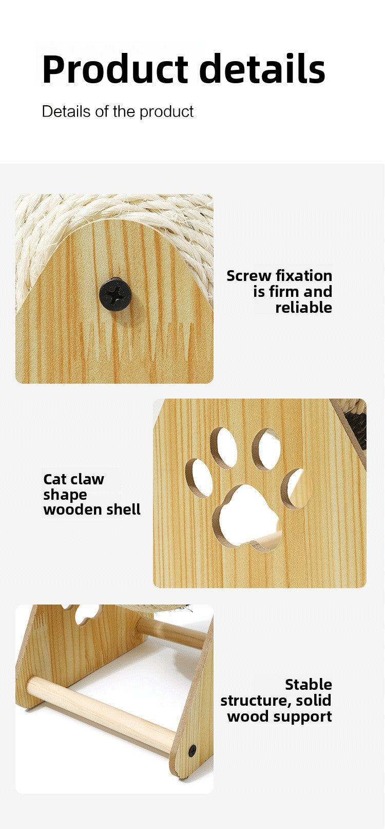 Vertical Sisal Cat Scratcher with Rolling Ball
