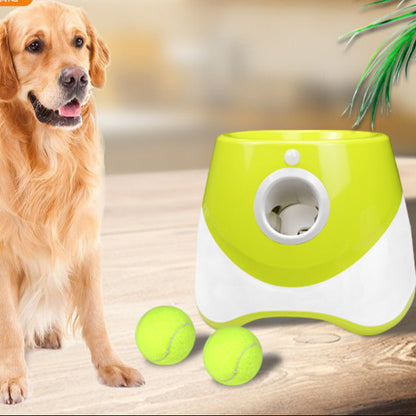 USB-Rechargeable Automatic Ball Launcher for Small Dogs | 10-30ft Adjustable | 15 Mini Tennis Balls Included