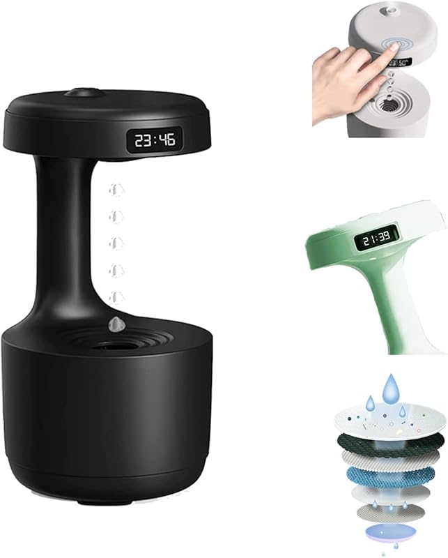 Anti-Gravity Effect Humidifier & Diffuser w/ Digital Clock | 8-Hr Runtime, Auto Shutoff, Mood Light