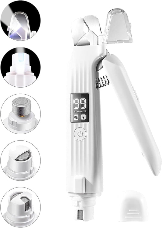 Rechargeable 2-in-1 Pet Nail Grinder & Clipper | LED Display w/ Power Status (For Cats/Dogs)