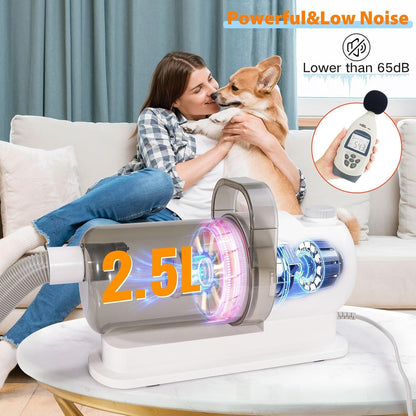 Pet Grooming Vacuum Kit 2.5L Adjustable Tools