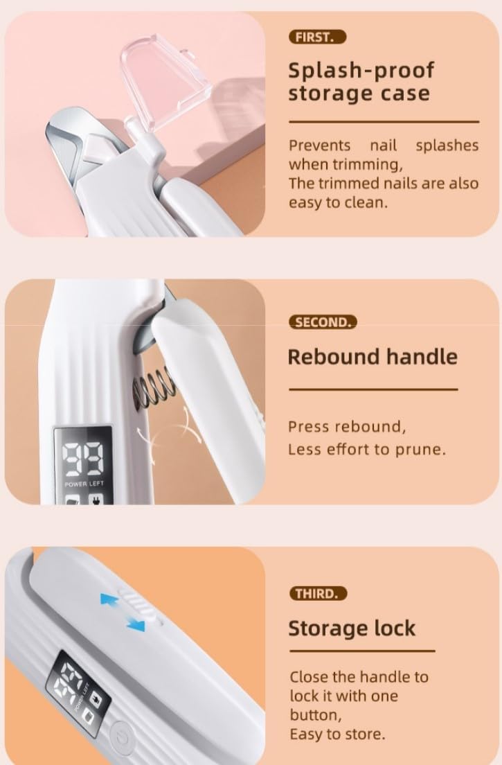 Rechargeable 2-in-1 Pet Nail Grinder & Clipper | LED Display w/ Power Status (For Cats/Dogs)